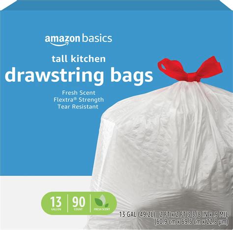 Amazon Amazon Basics Flextra Tall Kitchen Drawstring Trash Bags