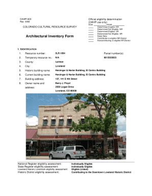 Fillable Online Fillable Online COLORADO CULTURAL RESOURCE Fax