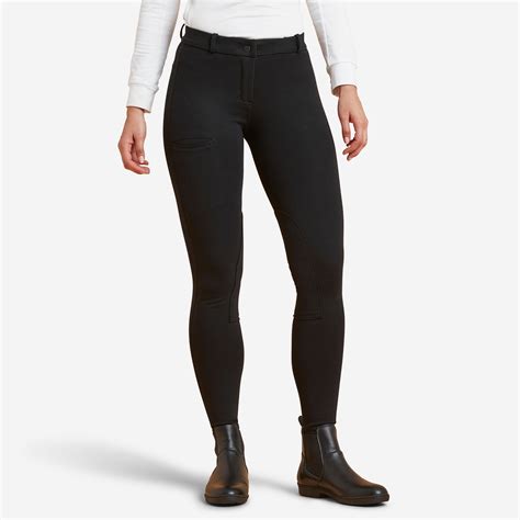 Women's Horse Riding Jodhpurs 100 - Black - Smoked black - Fouganza