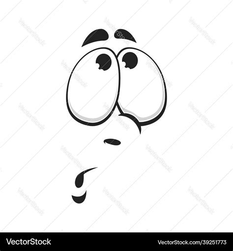 Cartoon face icon curious emoji look up Royalty Free Vector