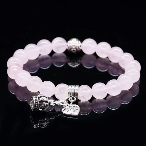 Natural Stone Pink Crystal Bracelets Bangles For Women Men Color Pendent