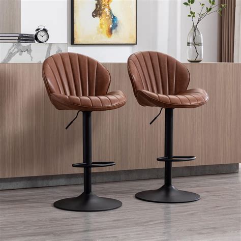 Wahson Lot de 2 Tabouret Bar Réglable en Cuir PU Chaise Bar Haute