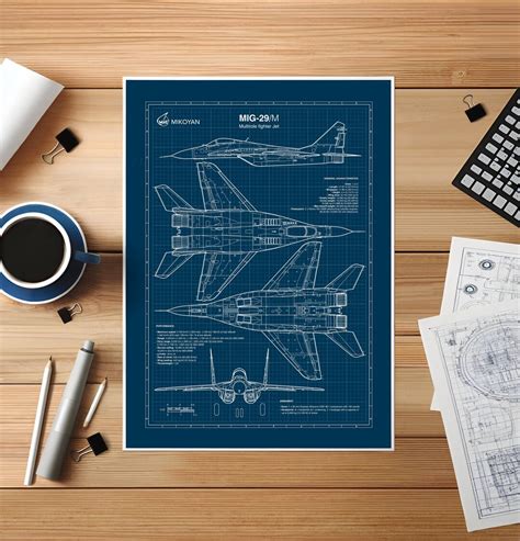 Mig-29 Fulcrum Fighter Jet, Mig-29, Blueprint Poster, Aviation Gift ...