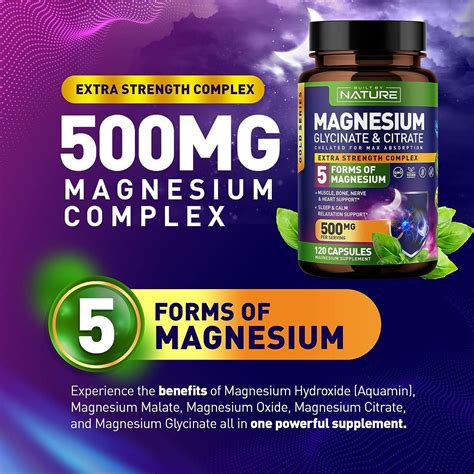 Magnesium Glycinate Citrate Complex 500mg 5 Forms Of Chelated