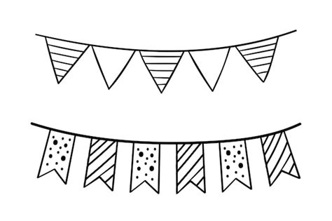 Premium Vector Doodle Party Bunting Flags Set For Decoration Black