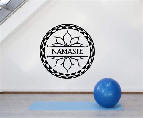 Vinyl Wall Decal Lotus Flower Yoga Meditation Center Logo Namaste