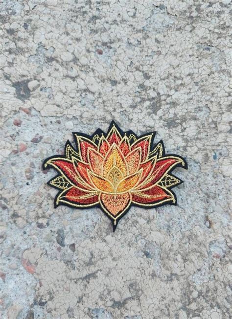 Lotus Flower Iron On Patch For Jacket Patches Etsy Patches Iron On