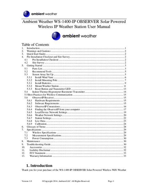 User Manual Ambient Weather Ws Ip English Pages