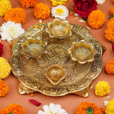 Pooja Thali Sets Premium Pooja Thalis In Brass German Silver Servdharm