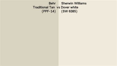 Behr Traditional Tan Ppf 14 Vs Sherwin Williams Dover White Sw 6385