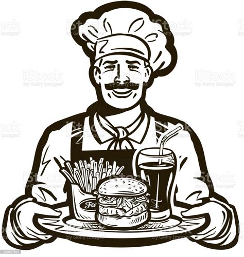 Fast Food Vector Logo Restaurant Cook Chef Icon Stock Illustration