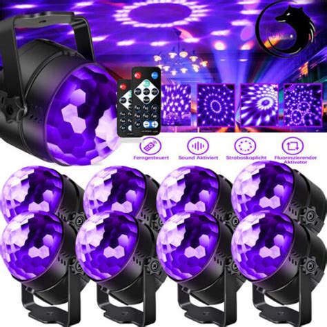 8X UV Discokugel Schwarzlicht LED Bühnenlicht Hochzeit DJ Partylicht