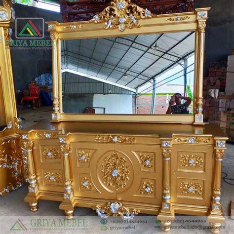 Set Bufet Dan Cermin Hias Nusantara Ukir Gold Griya Mebel