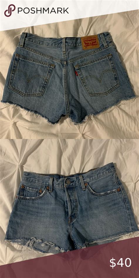 Levi S 501 Denim Shorts Mid Rise High Waisted Jean Shorts