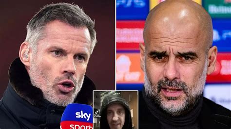 Gary Neville Can T Resist Cheeky Jibe At Jamie Carragher After Pep