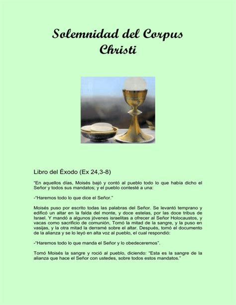 Solemnidad Del Corpus Christi