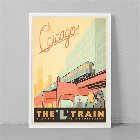 Vintage Chicago Poster, Chicago The L Poster, The L Train, Art Deco Chicago Poster, Elevated ...