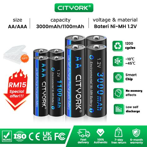 Cityork Aa Aaa Rechargeable Battery V Ni Mh Nimh Mah Mah