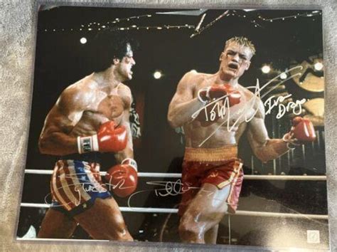 Sylvester Stallone And Dolph Lundgren Signed 16x20 Rocky 4 Autographed