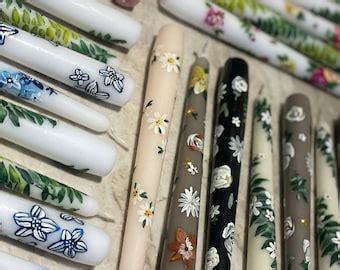 Hand Painted Spring Floral Tapers Candles Hand Painted Candles Spring