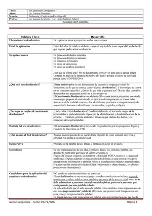 Hoja De Anotacion Figura De Rey Evaluaci N Y Exploraci N Psicol Gicas