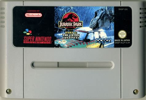 Jurassic Park Part 2 The Chaos Continues 1994 SNES Box Cover Art