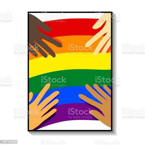 Gay Pride Month Poster Collection Banner Lettering Lgbt Hearts Colorful