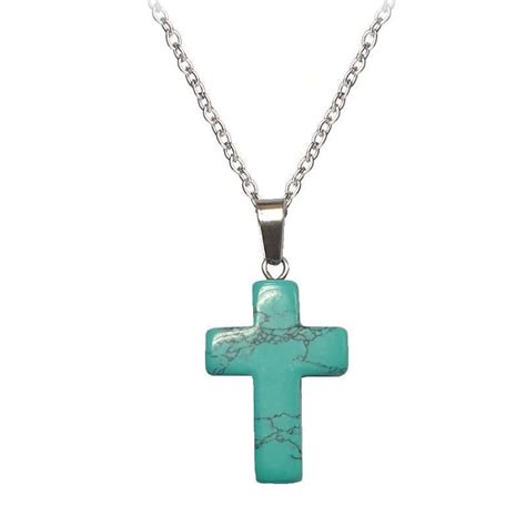 Fako Bijoux Ketting Kruis Turquoise Natuursteen Cm Bol