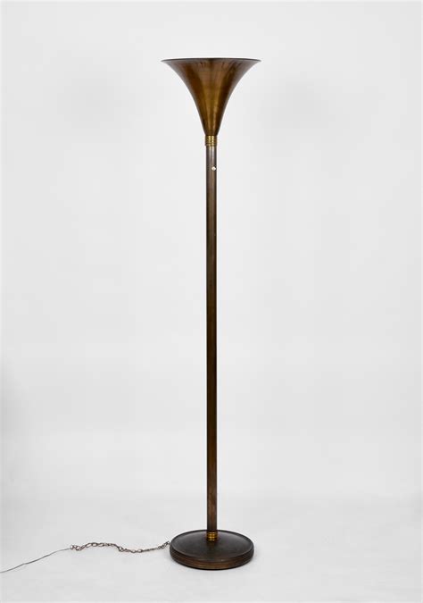 Art Deco Bronzed Metal And Brass Italian Floor Lamp After Pietro Chiesa 1940s For Sale At 1stdibs