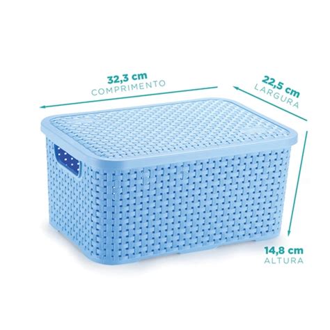 CAIXA ORGANIZADORA AZUL BABY MÉDIA RATTAN TAMPA Caixa Cesto