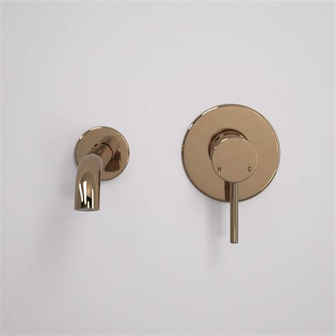 Lusso Luxe Wall Mounted Bath Mixer Valve And Spout Rose Gold Taps