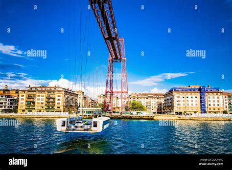 Gondola with cars and passengers. The Vizcaya Bridge is a transporter ...