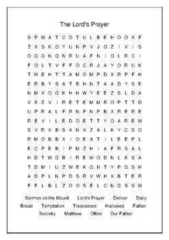 The Lord's Prayer - Crossword Puzzle and Word Search - Bell Ringer