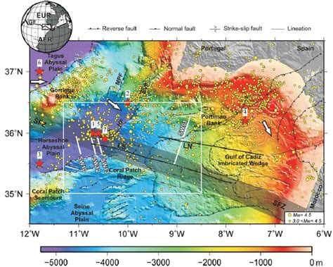 Color Shaded Bathymetric Map Of Southwest Iberian Margin And Tectonic