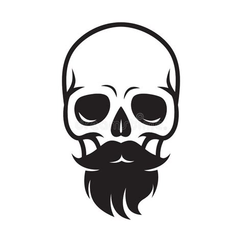 Skull With A Hairstyle Beard Mustache Vector Illustration Stock Vector