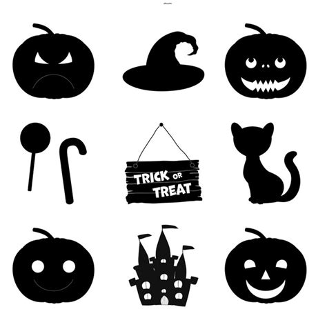 Premium Vector Halloween Set Of Silhouettes With Traditional