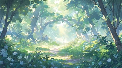 Premium Photo | Forest green anime style background wallpaper