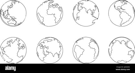 Un Globe Terrestre Planète Terre Carte Globale Croquis Et Dessin Main