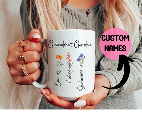 Grandmas Garden Mug Personalized Birth Flowers Mug Mom T Nana T