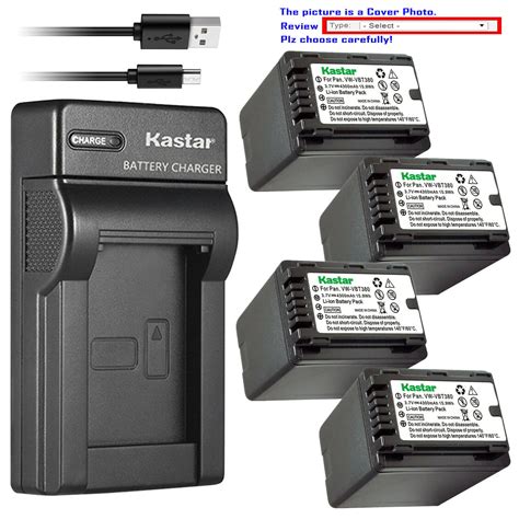 Kastar Battery Slim USB Charger For VW VBT380 Panasonic HC V550 HC