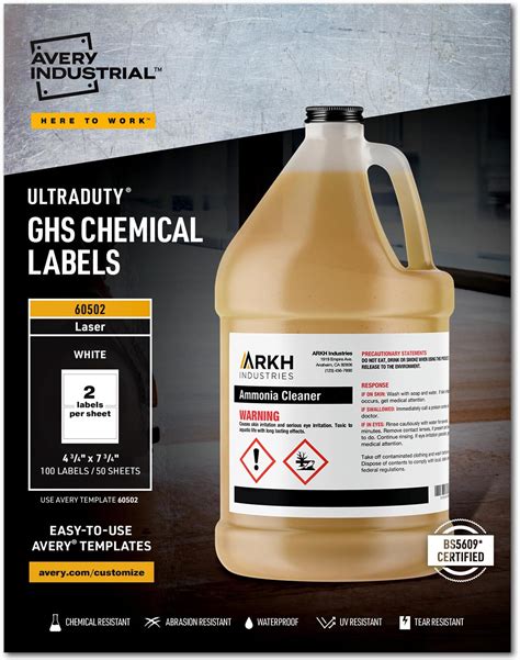 Amazon Avery Ultraduty Ghs Chemical Labels For Laser Printers