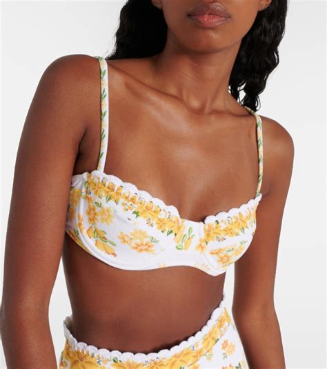 Azaleia Floral Printed Bikini Top In White Farm Rio Mytheresa