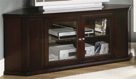 Deep Deco Cherry Finish Corner Tv Stand Wframed Glass Doors