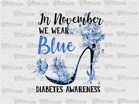 Diabetes Awareness In November We Wear Blue Sublimation PNG GiftSVG