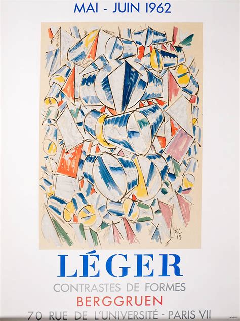 CONTRASTES DE FORMES 1962 EXHIBITION POSTER by Fernand Léger French