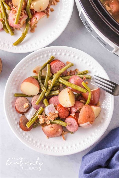 Crockpot Kielbasa Green Beans And Potato Meal My Heavenly Recipes