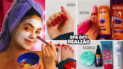 SPA DAY COMPLETÃO EM CASA unhas skin care cabelos YouTube