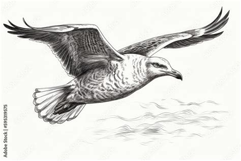 Seagull line art created using generative AI tools Stock Illustration ...