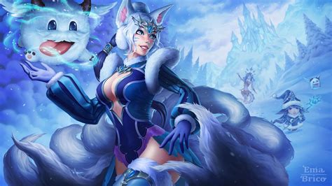 Winter Wonder Ahri fan art illustration I painted for practice (skin ...