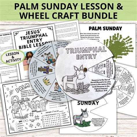 Palm Sunday Bible Lesson and Story Wheel Craft Bundle, Triumphal Entry